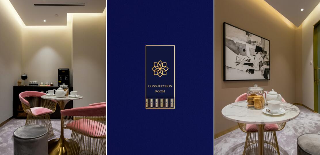 PABLO BLAU高端護膚美容會所診所logo設計品牌形象vi設計，藍金色奢華風格