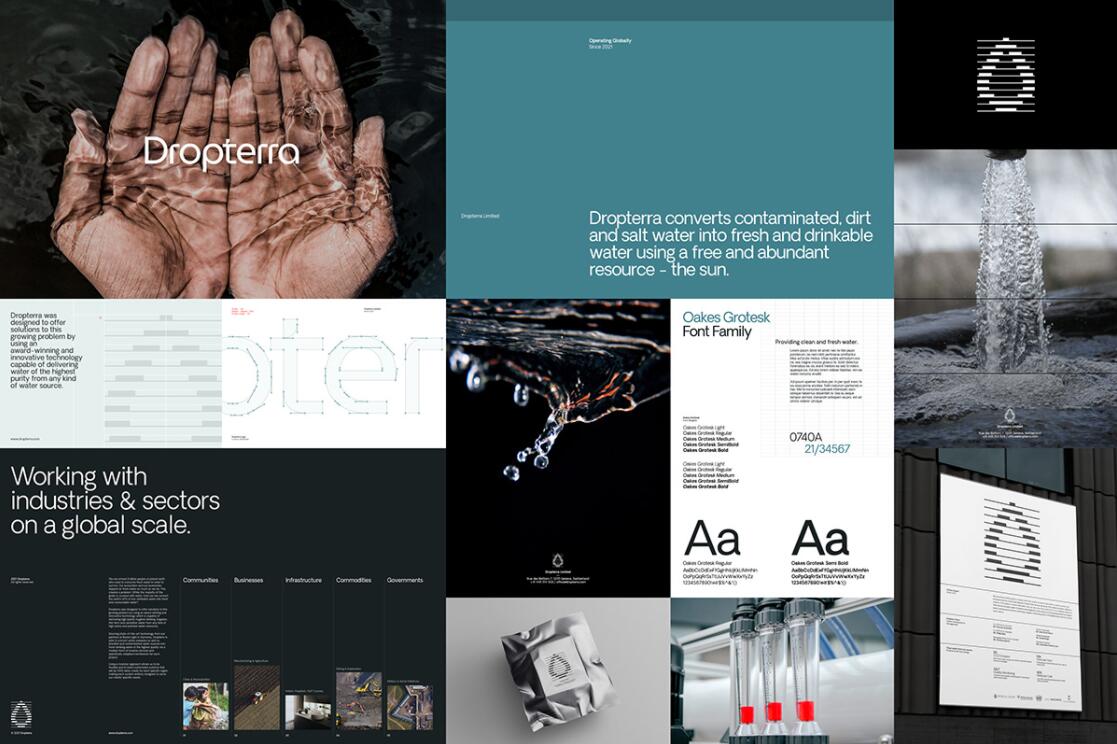 Dropterra 淡水清潔凈化公司logo設計“線條水滴”元素