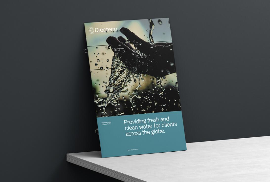 Dropterra 淡水清潔凈化公司logo設計“線條水滴”元素