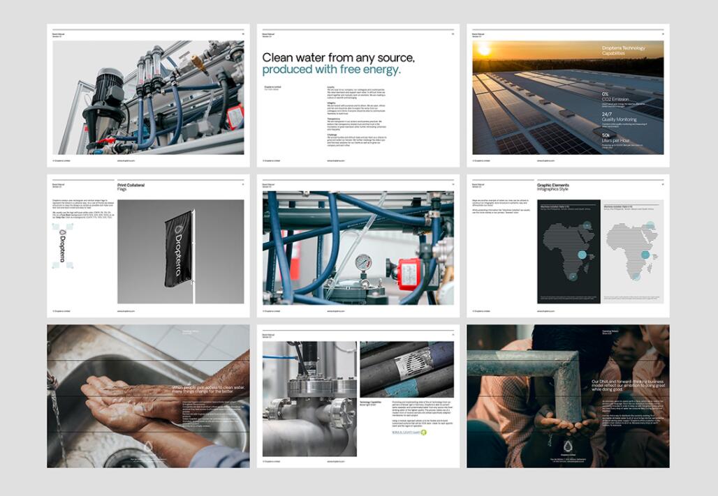 Dropterra 淡水清潔凈化公司logo設計“線條水滴”元素