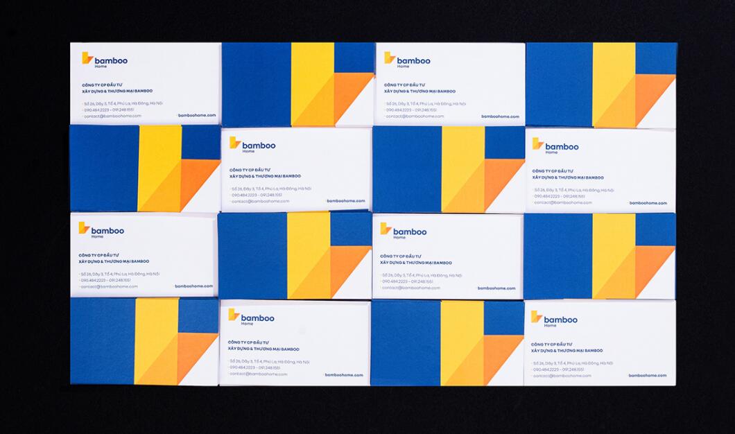 Bamboo Home 建筑公司品牌vis視覺(jué)識(shí)別設(shè)計(jì)，平面幾何色塊構(gòu)建立體效果