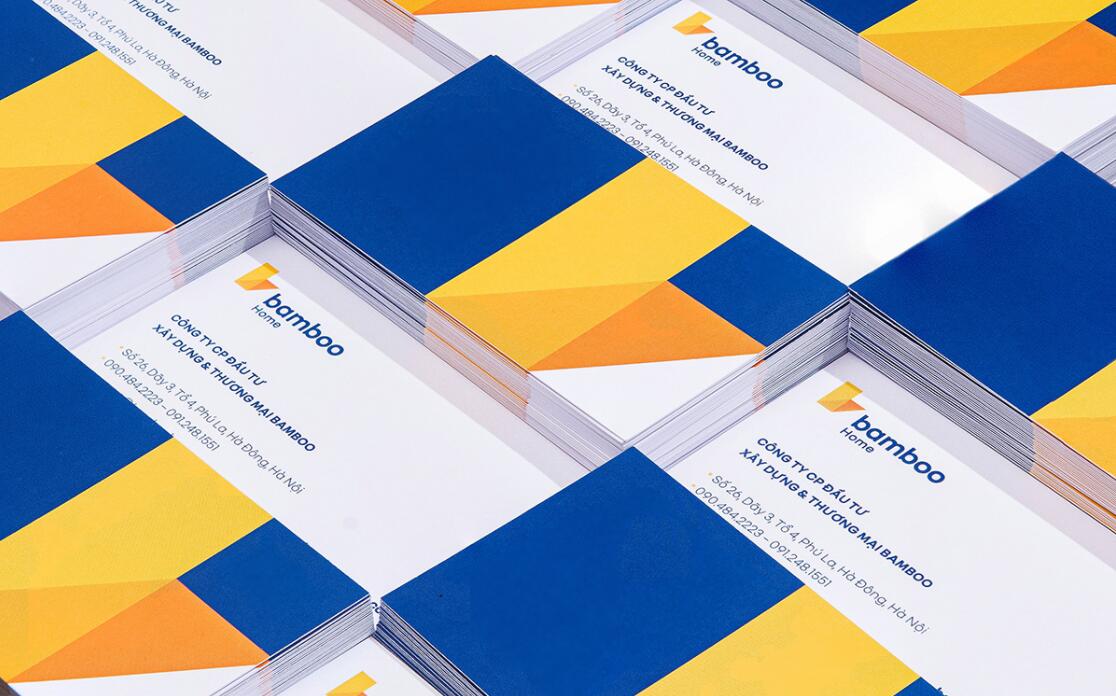 Bamboo Home 建筑公司品牌vis視覺(jué)識(shí)別設(shè)計(jì)，平面幾何色塊構(gòu)建立體效果