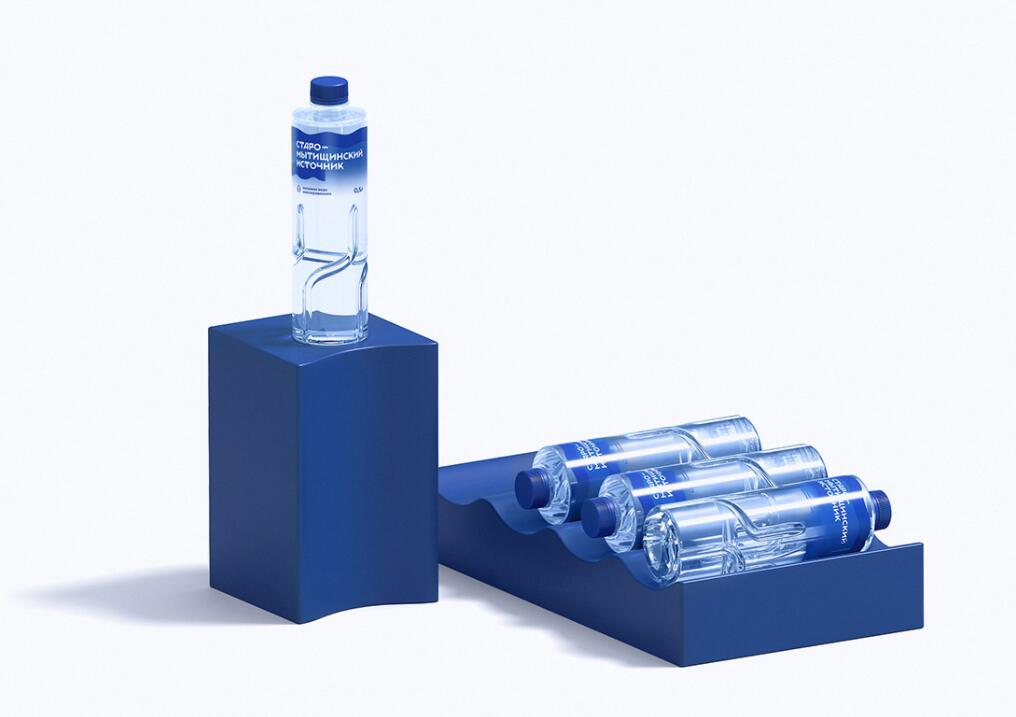 STM 礦泉水包裝設計“藍色波浪線條”元素