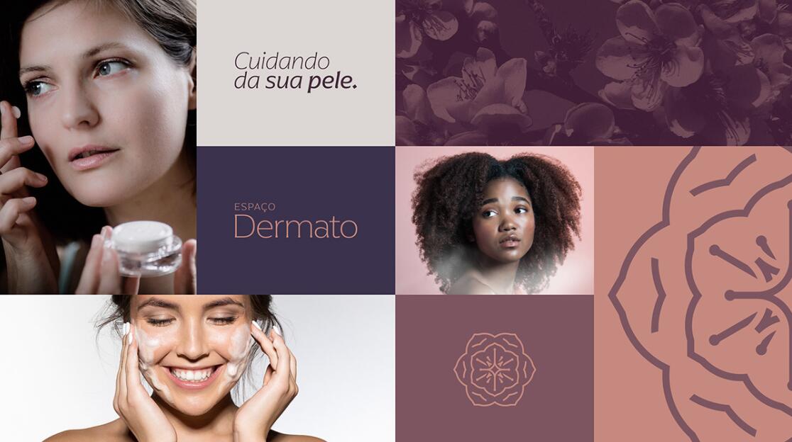 Espa?o Dermato 皮膚病醫療診所及醫美醫院logo設計vi設計，桃花元素