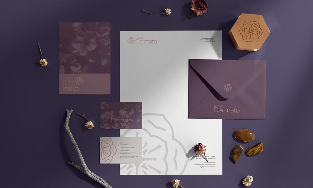 Espa?o Dermato 皮膚病醫療診所及醫美醫院logo設計vi設計，桃花元素