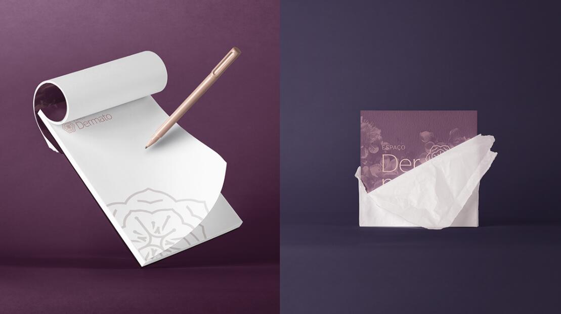 Espa?o Dermato 皮膚病醫療診所及醫美醫院logo設計vi設計，桃花元素