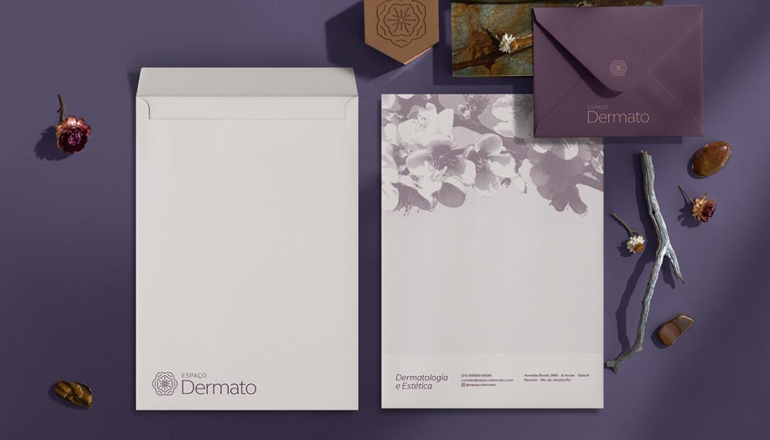 Espa?o Dermato 皮膚病醫療診所及醫美醫院logo設計vi設計，桃花元素