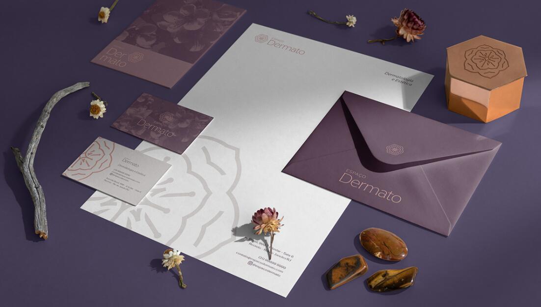 Espa?o Dermato 皮膚病醫療診所及醫美醫院logo設計vi設計，桃花元素