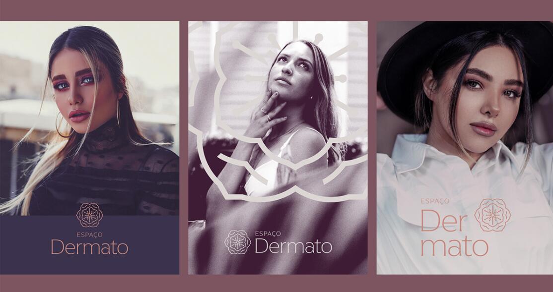 Espa?o Dermato 皮膚病醫療診所及醫美醫院logo設計vi設計，桃花元素