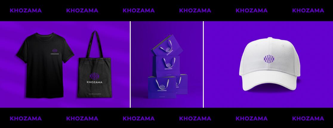 Khozama數(shù)碼科技電子產(chǎn)品在線商店品牌logo設(shè)計(jì)vi設(shè)計(jì)，“字母k+電路”圖案