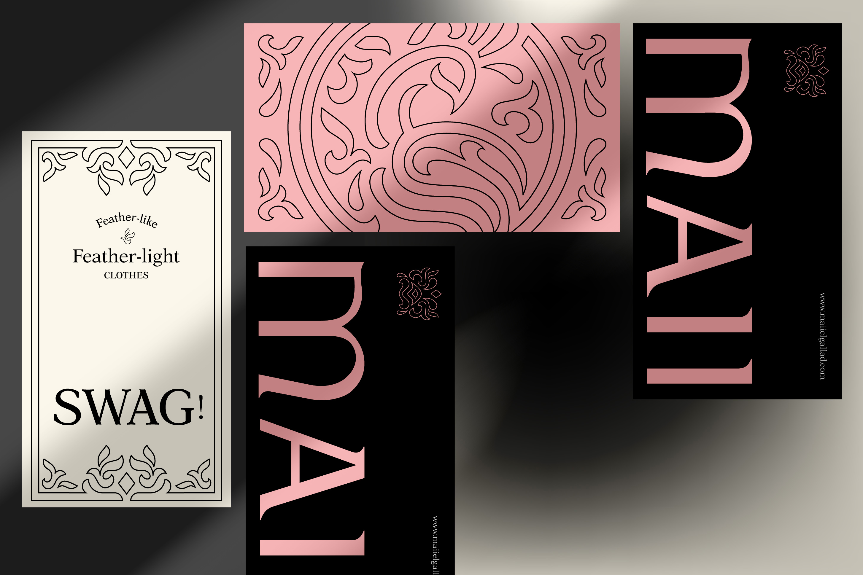 Maii時裝服飾logo設計vi設計“孔雀”線條藝術插畫