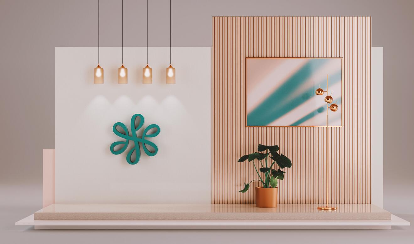 Plena皮膚科美容護理診所logo設計品牌vi形象設計，綠粉雙色漸變風格