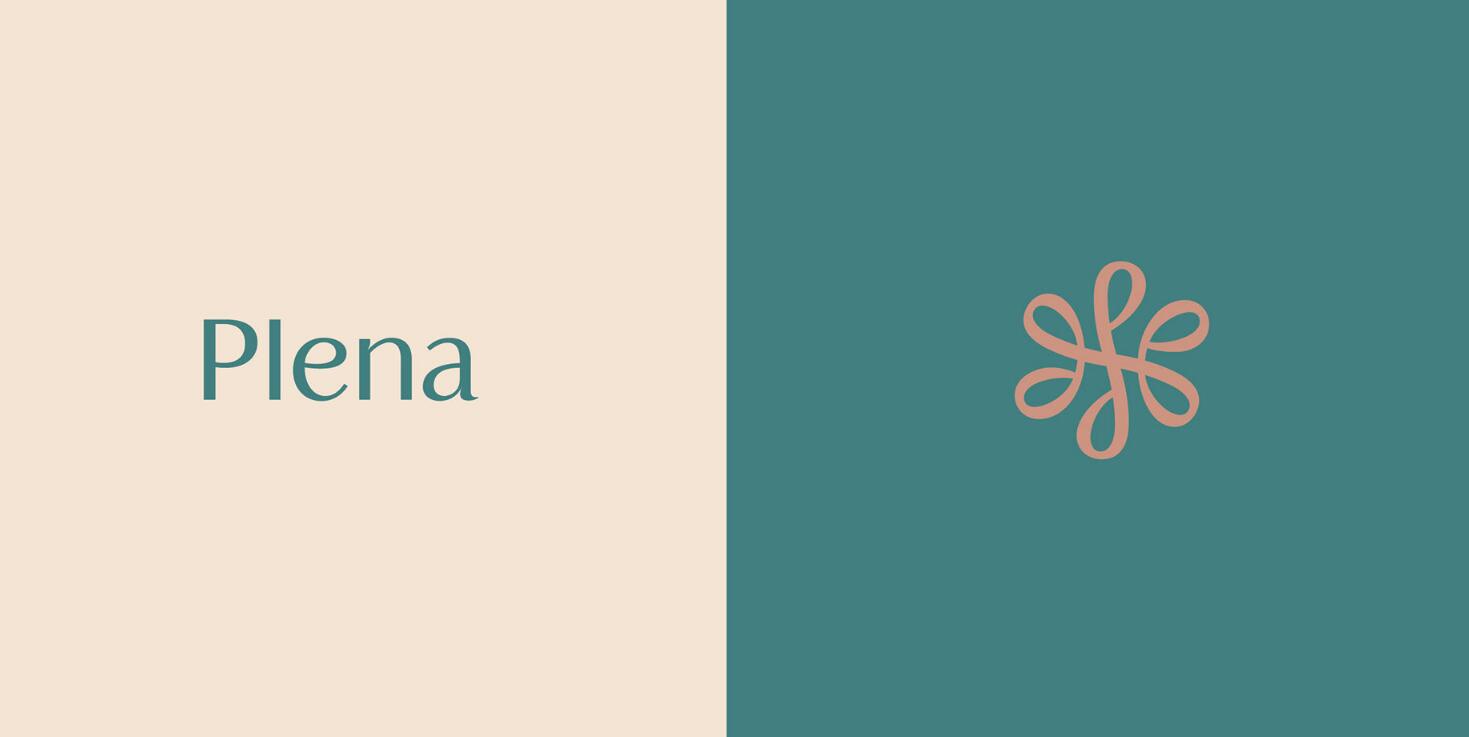 Plena皮膚科美容護理診所logo設計品牌vi形象設計，綠粉雙色漸變風格