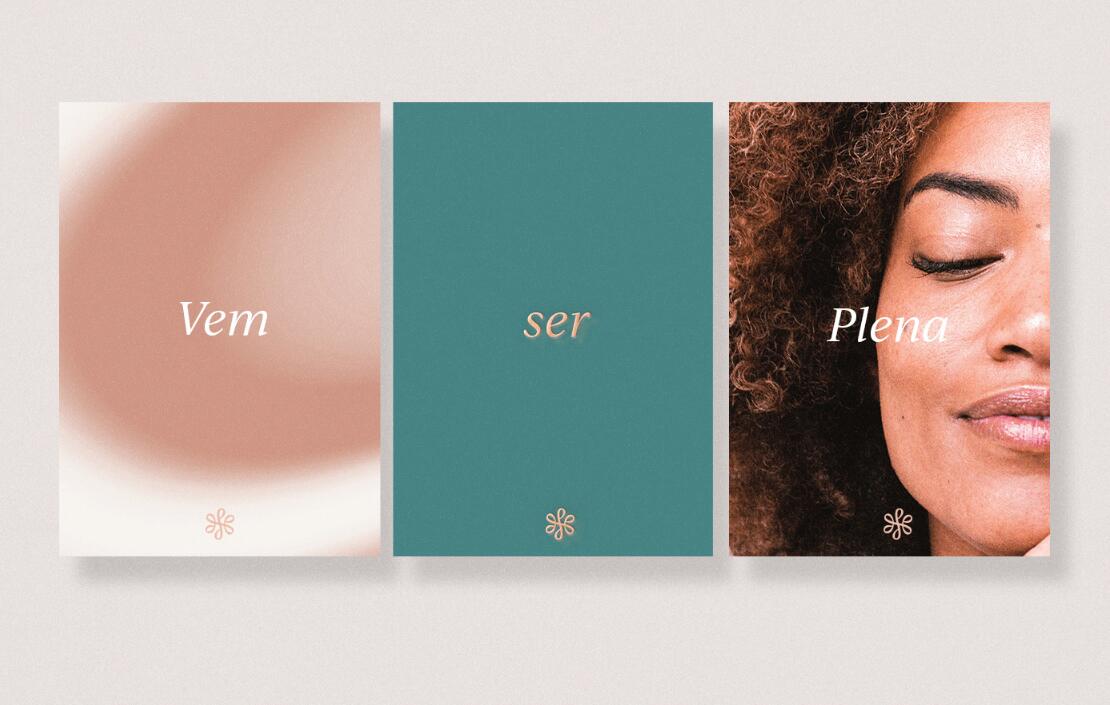 Plena皮膚科美容護理診所logo設計品牌vi形象設計，綠粉雙色漸變風格