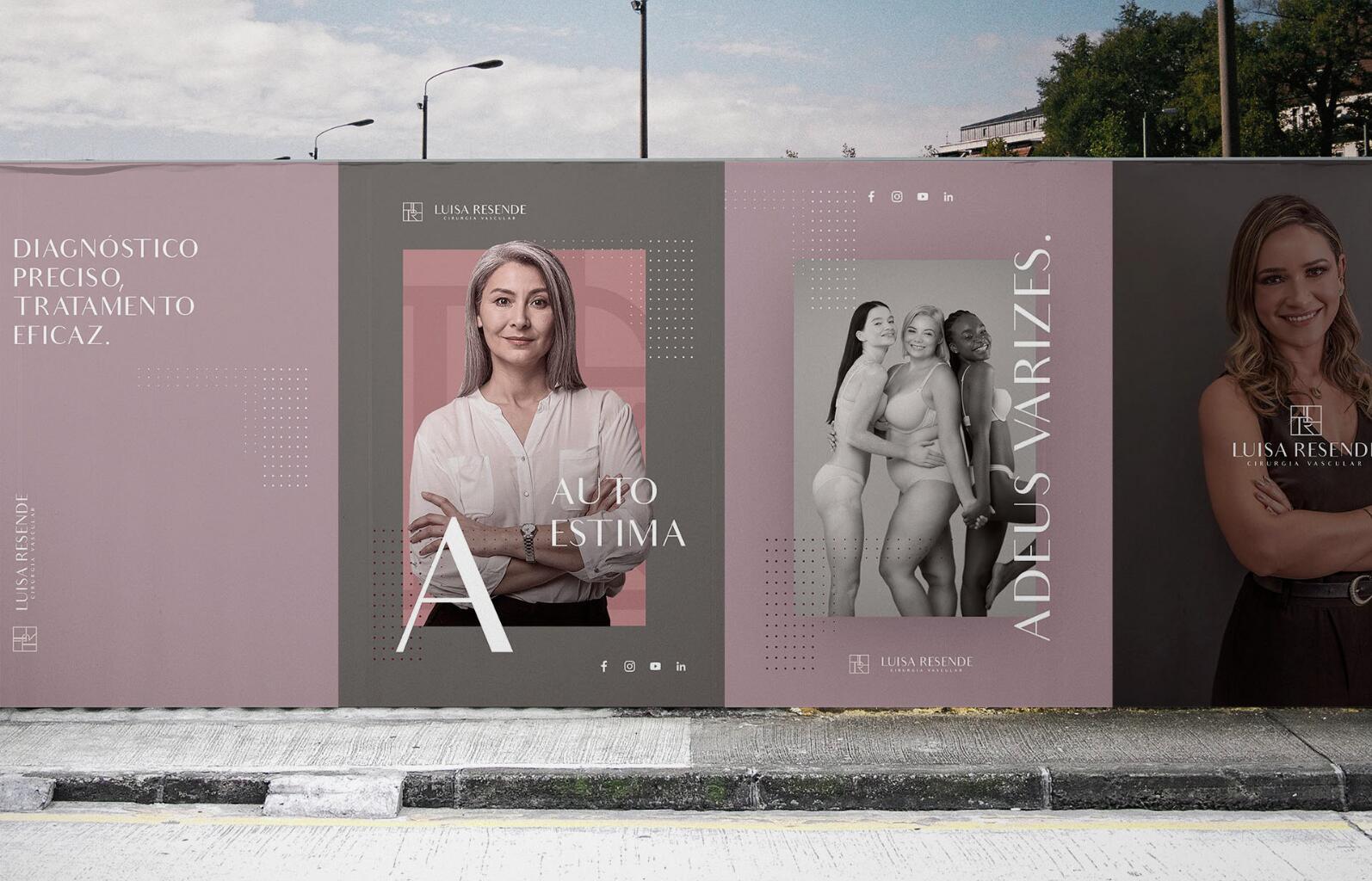Luisa Resend 博士醫(yī)學(xué)美容診所logo設(shè)計(jì)LR組合與暗粉灰vi設(shè)計(jì)