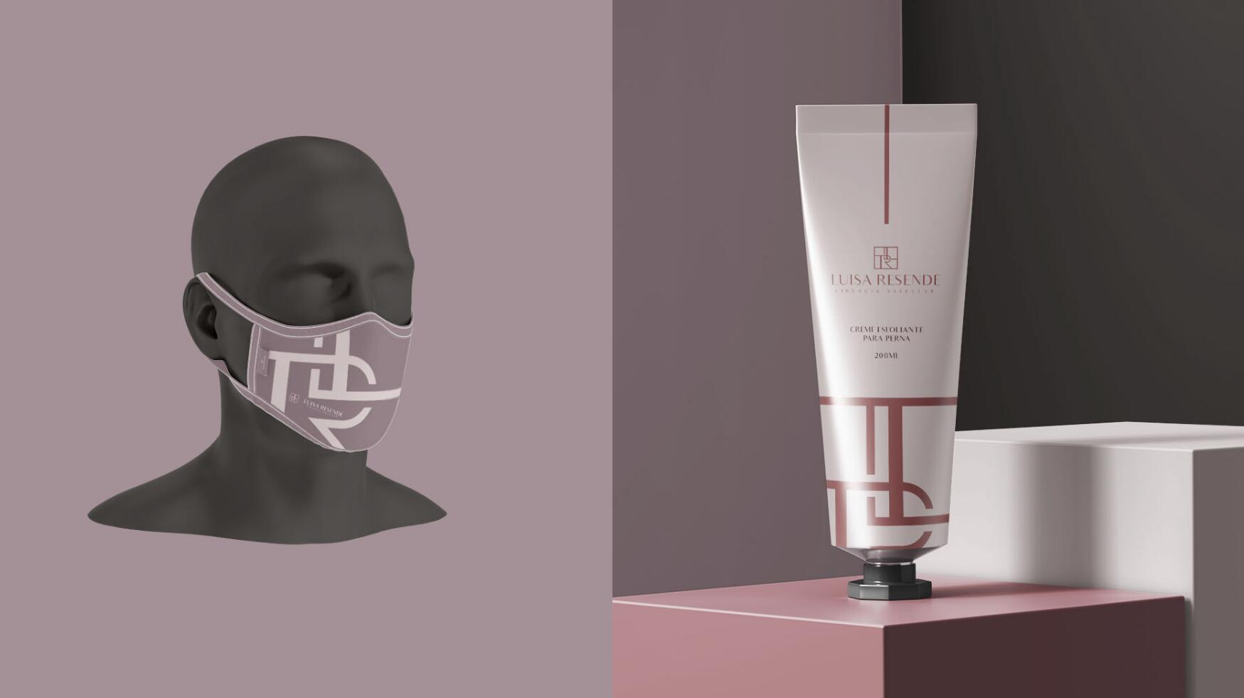 Luisa Resend 博士醫(yī)學(xué)美容診所logo設(shè)計(jì)LR組合與暗粉灰vi設(shè)計(jì)