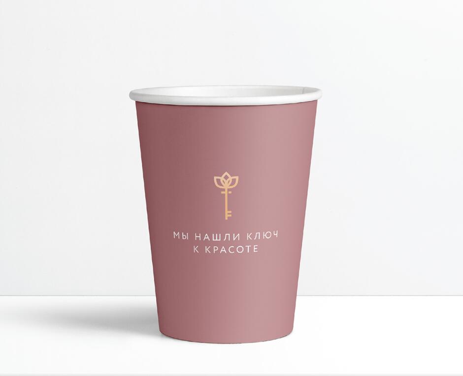 伏爾加整形外科和醫(yī)學美容中心標志設(shè)計品牌形象設(shè)計，暗桃紅與金色配色