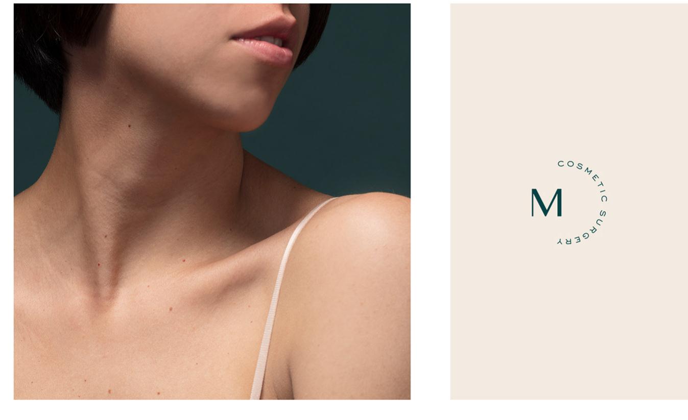 Musāh 美容整形外科診所品牌視覺形象VI設計，藍綠色粉色三色搭配