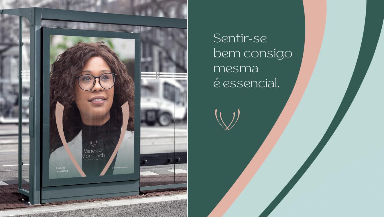 Vanessa 中老年女性美容整形醫生品牌vi形象設計logo設計。V字母識別與綠淺綠粉三色