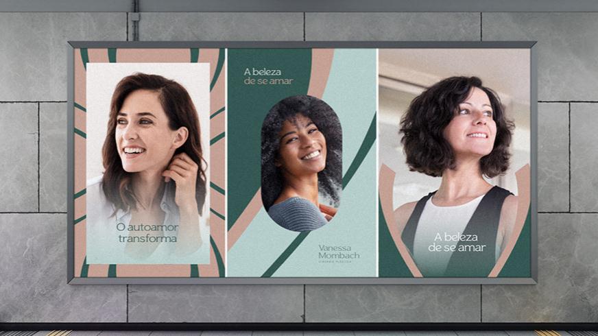 Vanessa 中老年女性美容整形醫生品牌vi形象設計logo設計。V字母識別與綠淺綠粉三色