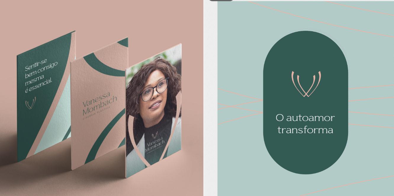 Vanessa 中老年女性美容整形醫生品牌vi形象設計logo設計。V字母識別與綠淺綠粉三色