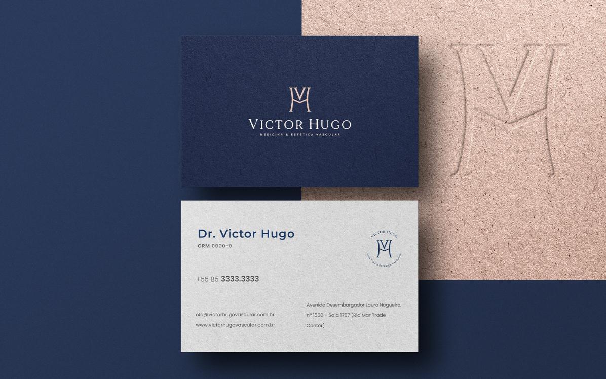 ViH血管醫學私人診所品牌識別logo設計，皇家深藍色和玫瑰色膚色