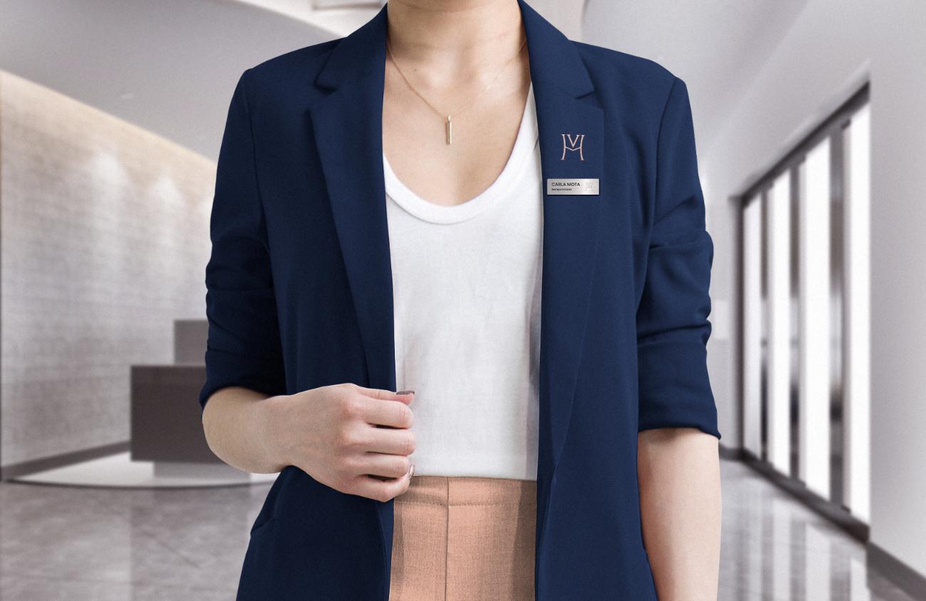 ViH血管醫學私人診所品牌識別logo設計，皇家深藍色和玫瑰色膚色