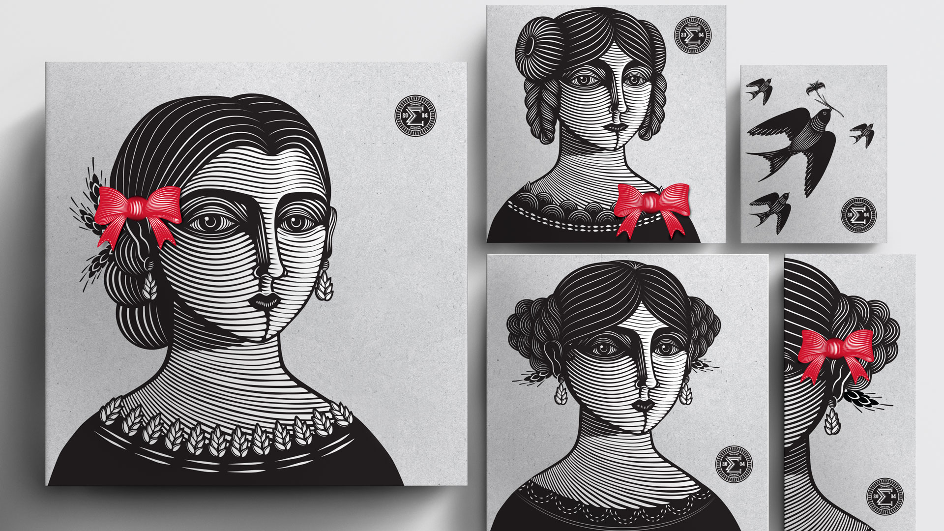 Eugenia 面包糕點包裝設計,非常藝術的女性頭像黑白線條插畫 Eugenia 面包糕點包裝設計,非常藝術的女性頭像黑白線條插畫