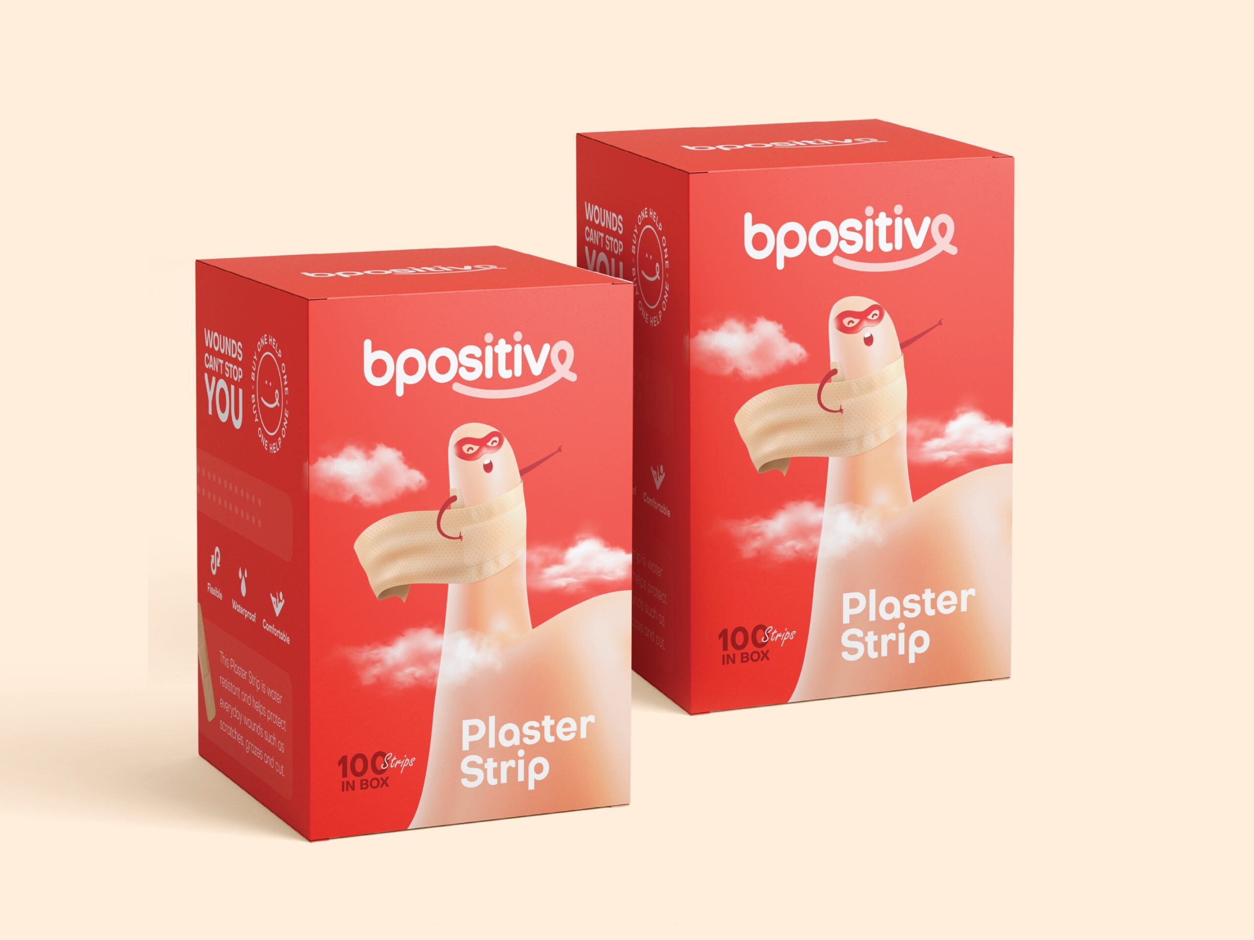 BPositive創(chuàng)可貼包裝設(shè)計,3D擬人卡通手部造型