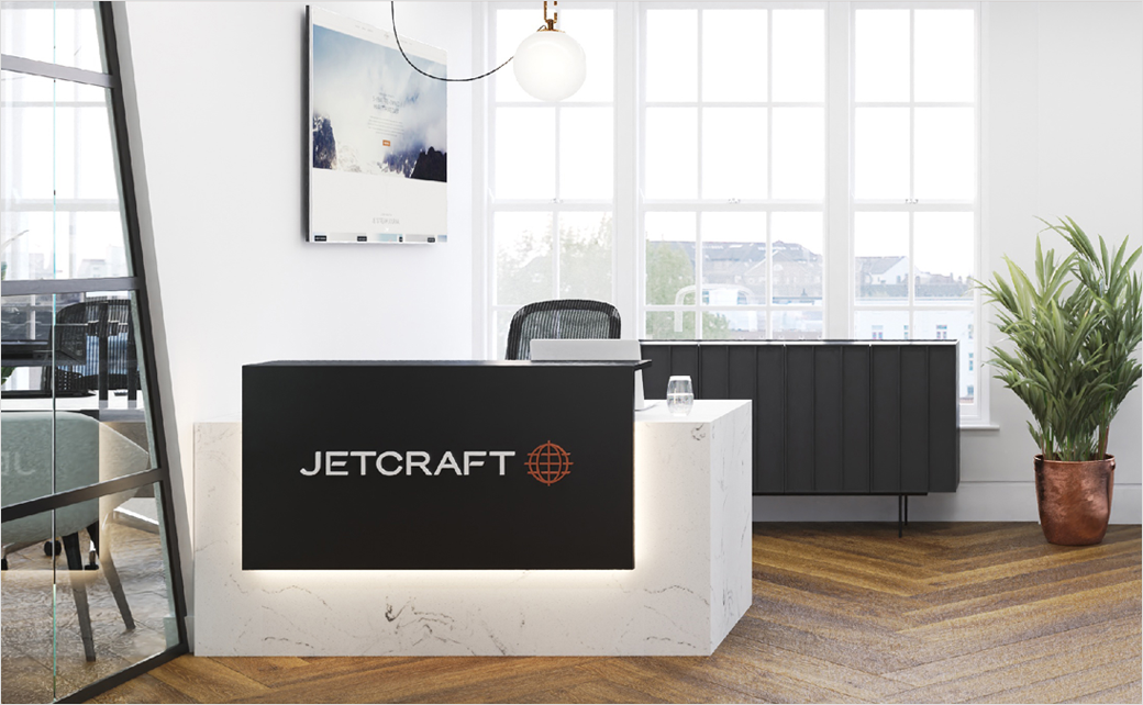 Jetcraft 全球私人飛機經紀貿易公司logo設計vi設計”銅色線條地球“