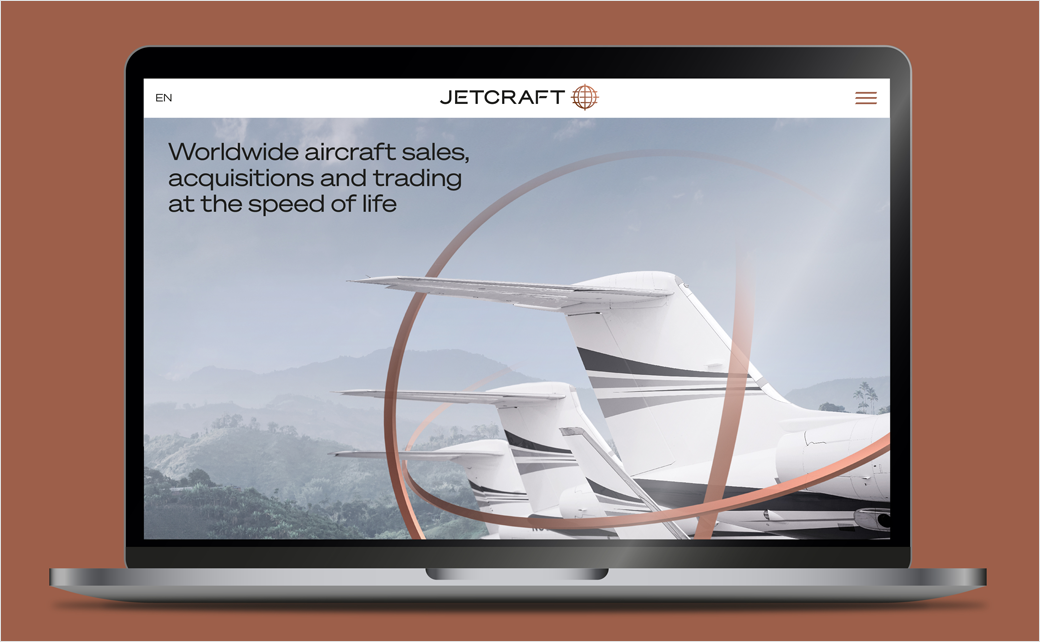 Jetcraft 全球私人飛機經紀貿易公司logo設計vi設計”銅色線條地球“