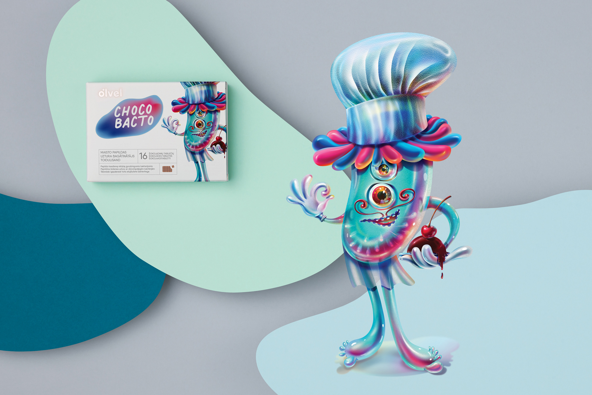 OLVEL 兒童維生素營養補充劑保健品包裝設計“魔法人物”插畫