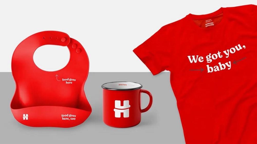 Huggies母嬰用品紙尿褲品牌vi視覺形象升級，H字母logo設計吉祥物設計