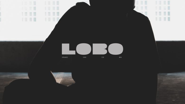 LOBO 男性有機護膚化妝品品牌logo設計包裝設計，黑灰粗體字風格
