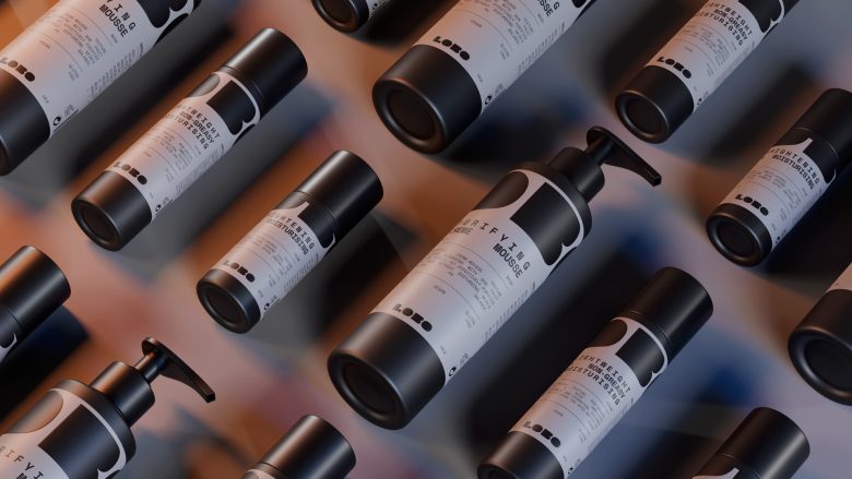 LOBO 男性有機護膚化妝品品牌logo設計包裝設計，黑灰粗體字風格