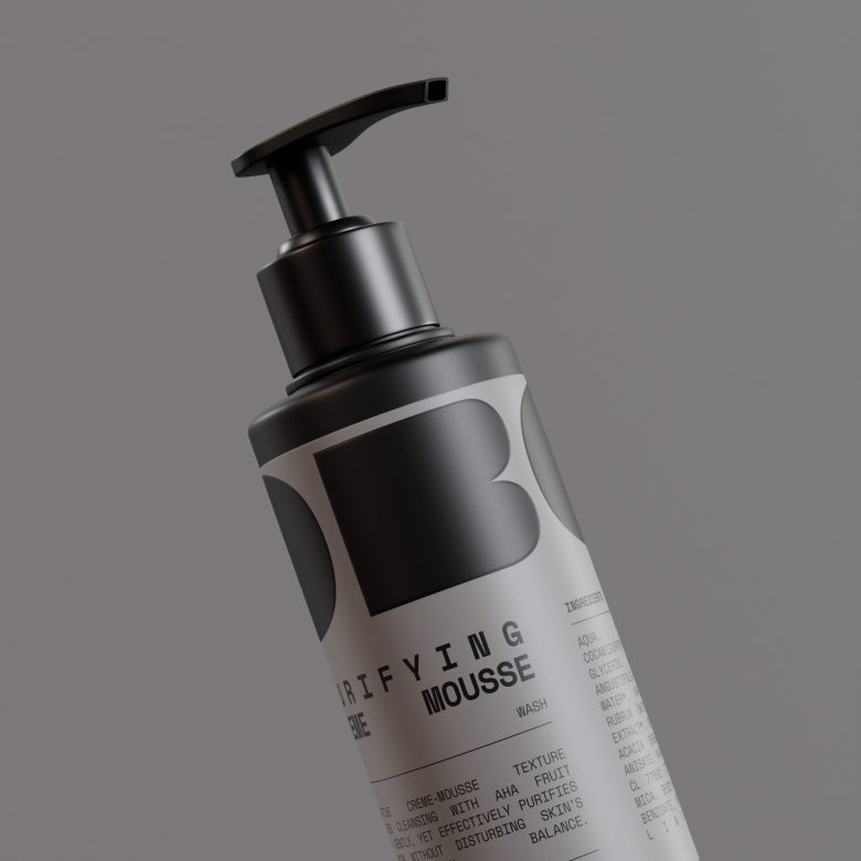 LOBO 男性有機護膚化妝品品牌logo設計包裝設計，黑灰粗體字風格