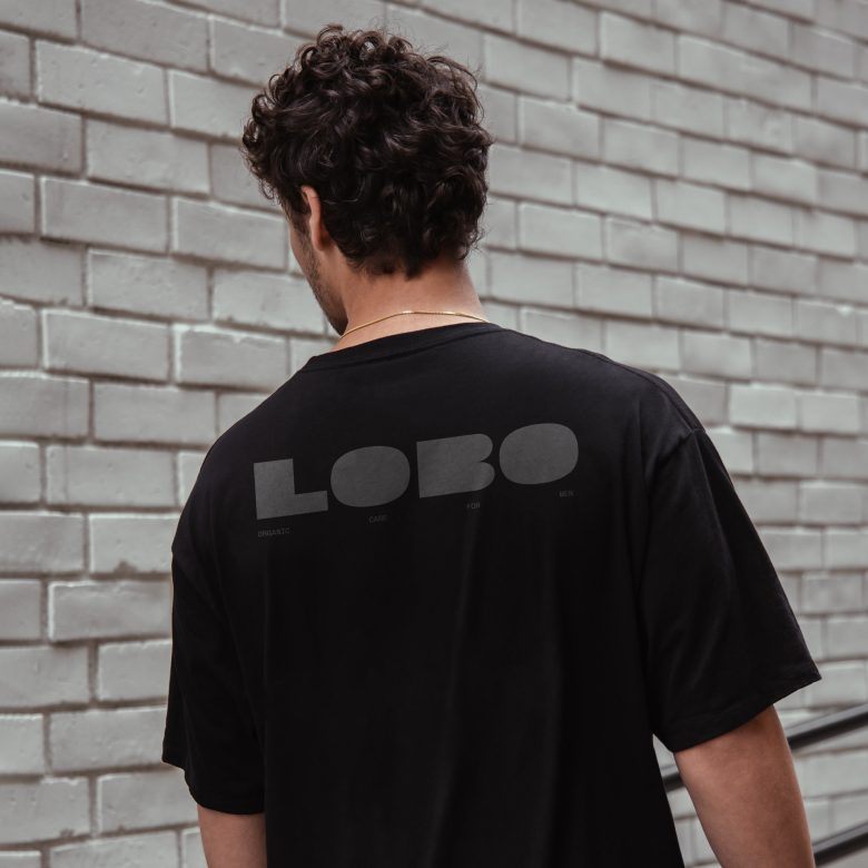LOBO 男性有機護膚化妝品品牌logo設計包裝設計，黑灰粗體字風格