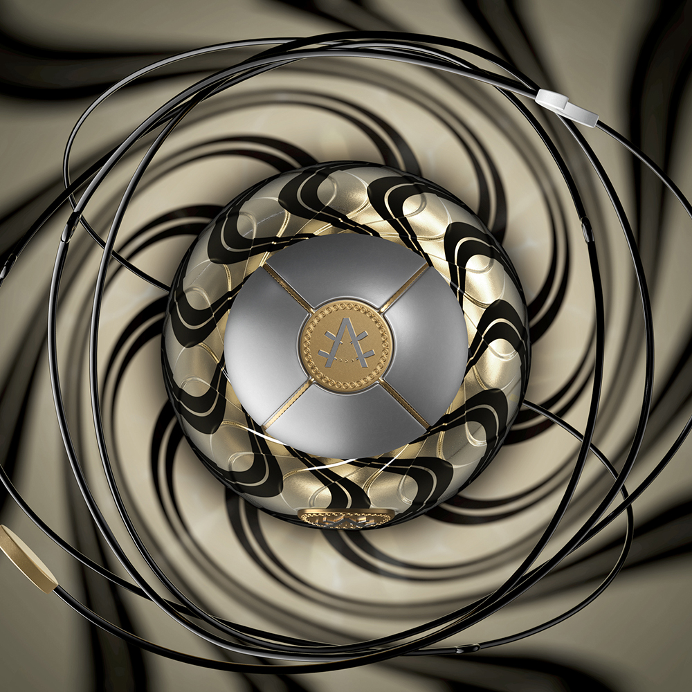 Azur 起泡酒包裝設計瓶型設計，黑金螺旋線條