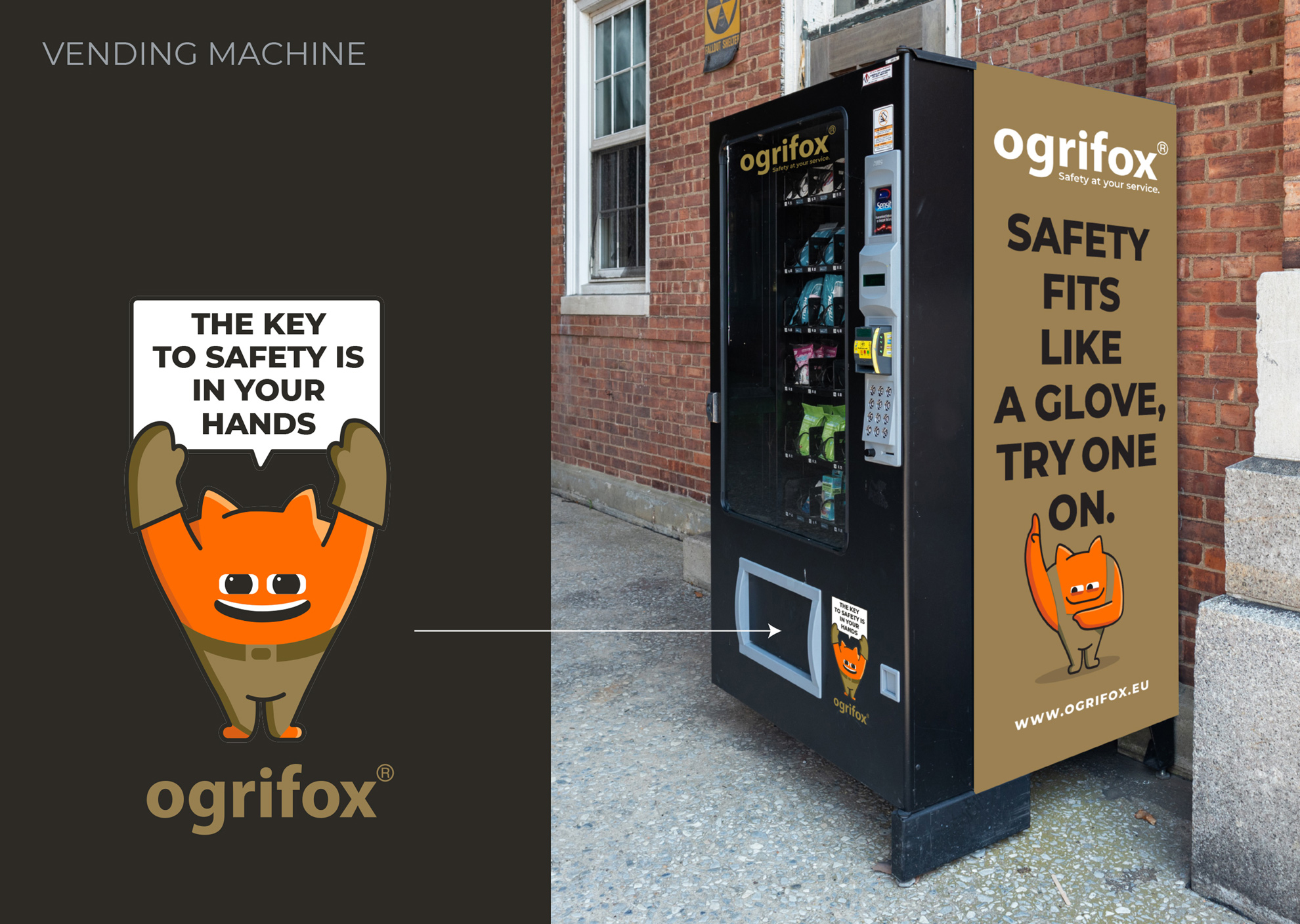 Ogrifox 安全防護服工作服服飾“狐貍巨人”品牌卡通吉祥物設計