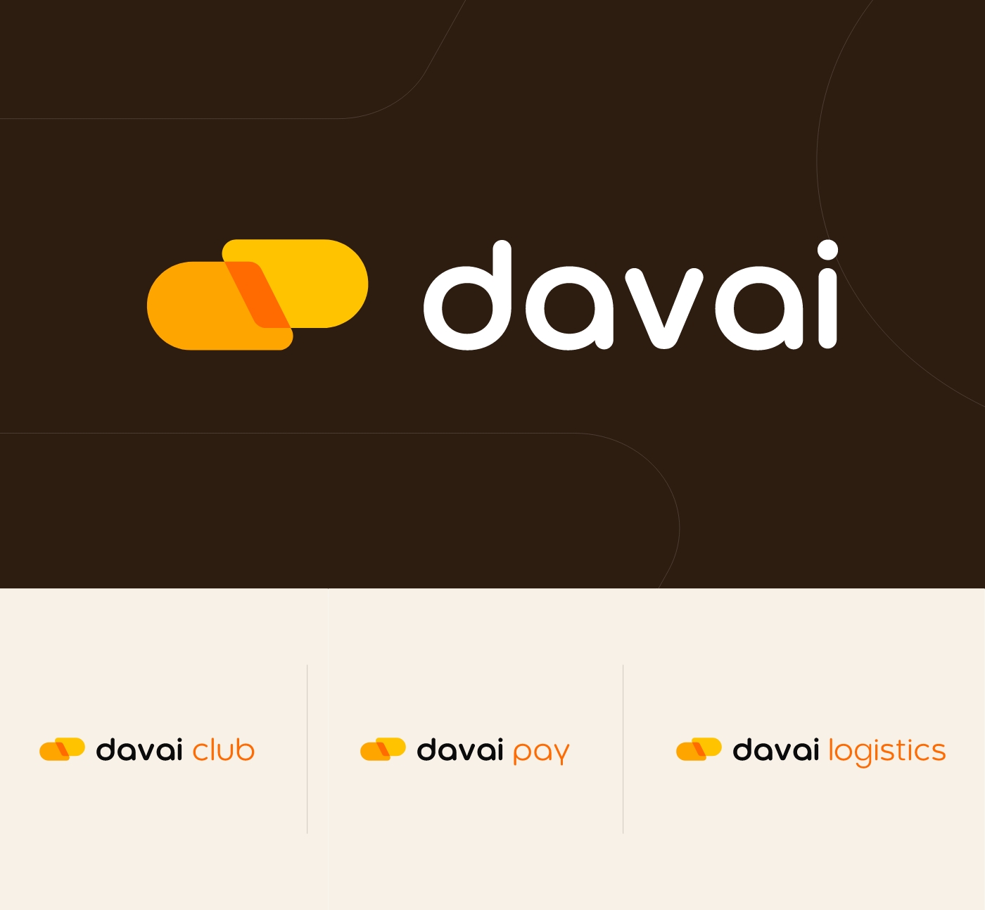 B2B制藥Davai平臺logo設計vi設計，橙色醫藥膠囊風格