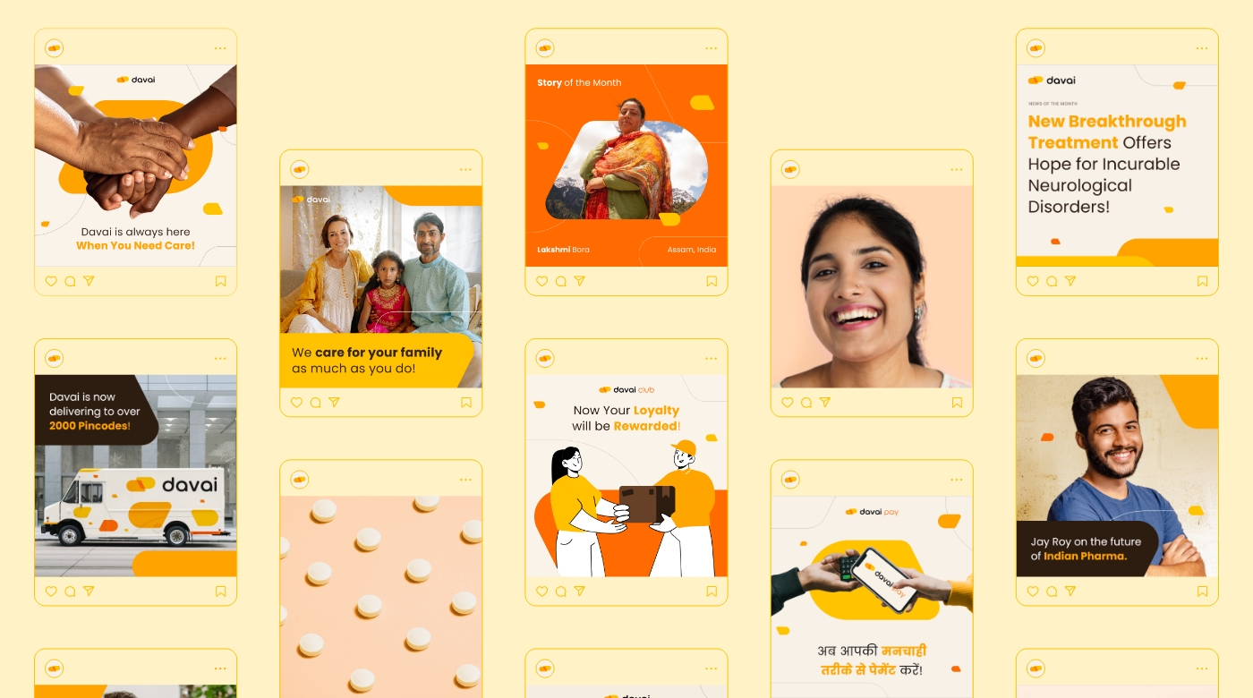 B2B制藥Davai平臺logo設計vi設計，橙色醫藥膠囊風格