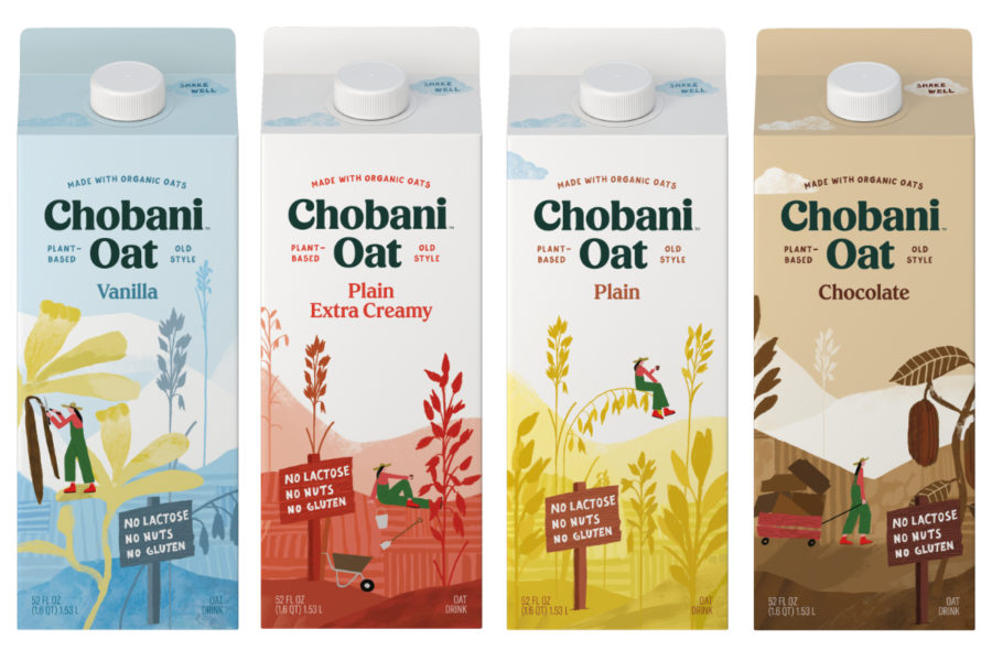 chobani.oat 燕麥牛奶乳制品包裝設(shè)計(jì)，清新燕麥插畫