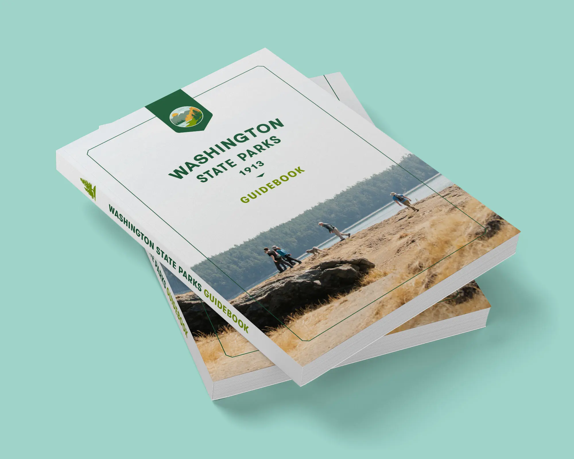 華盛頓州立公園logo設計，展示主要地形地貌特點-公園冊子