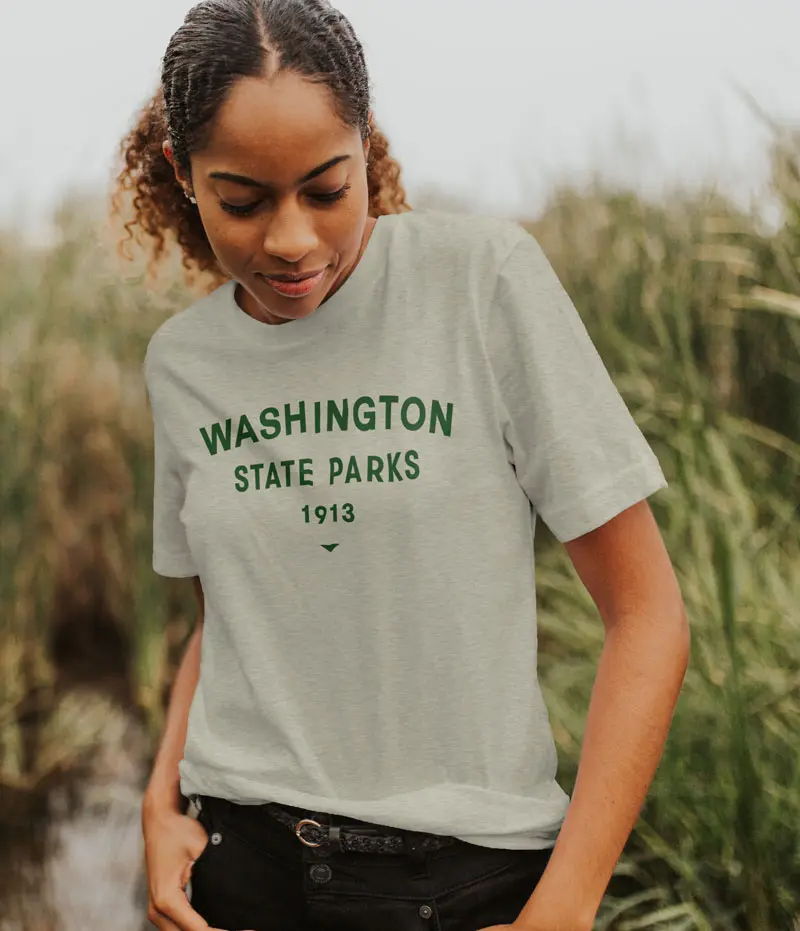 華盛頓州立公園logo設計，展示主要地形地標特點