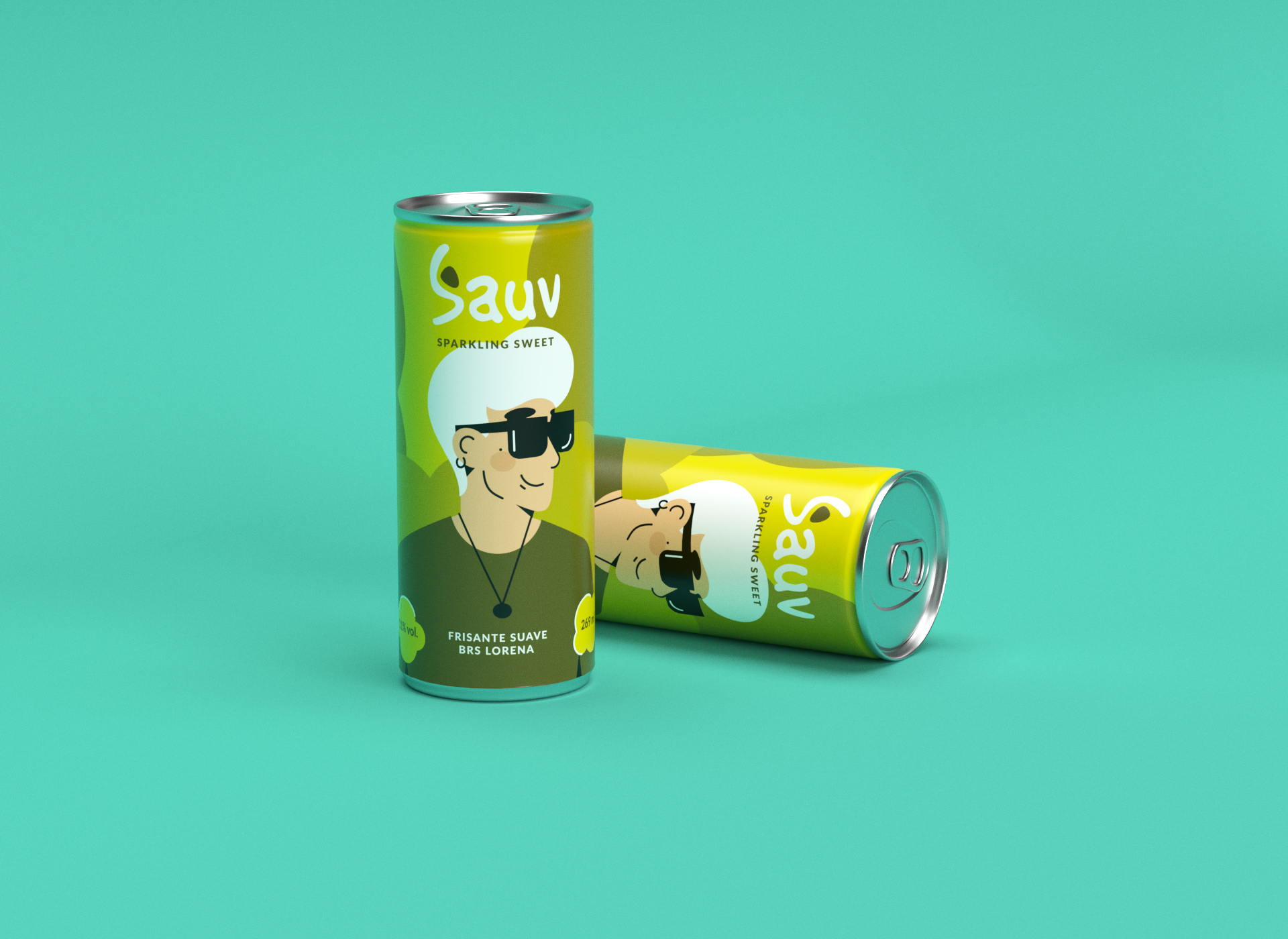 Sauv罐裝葡萄酒標簽包裝設計和時尚人物插圖，開發年輕人更廣泛日常使用場景