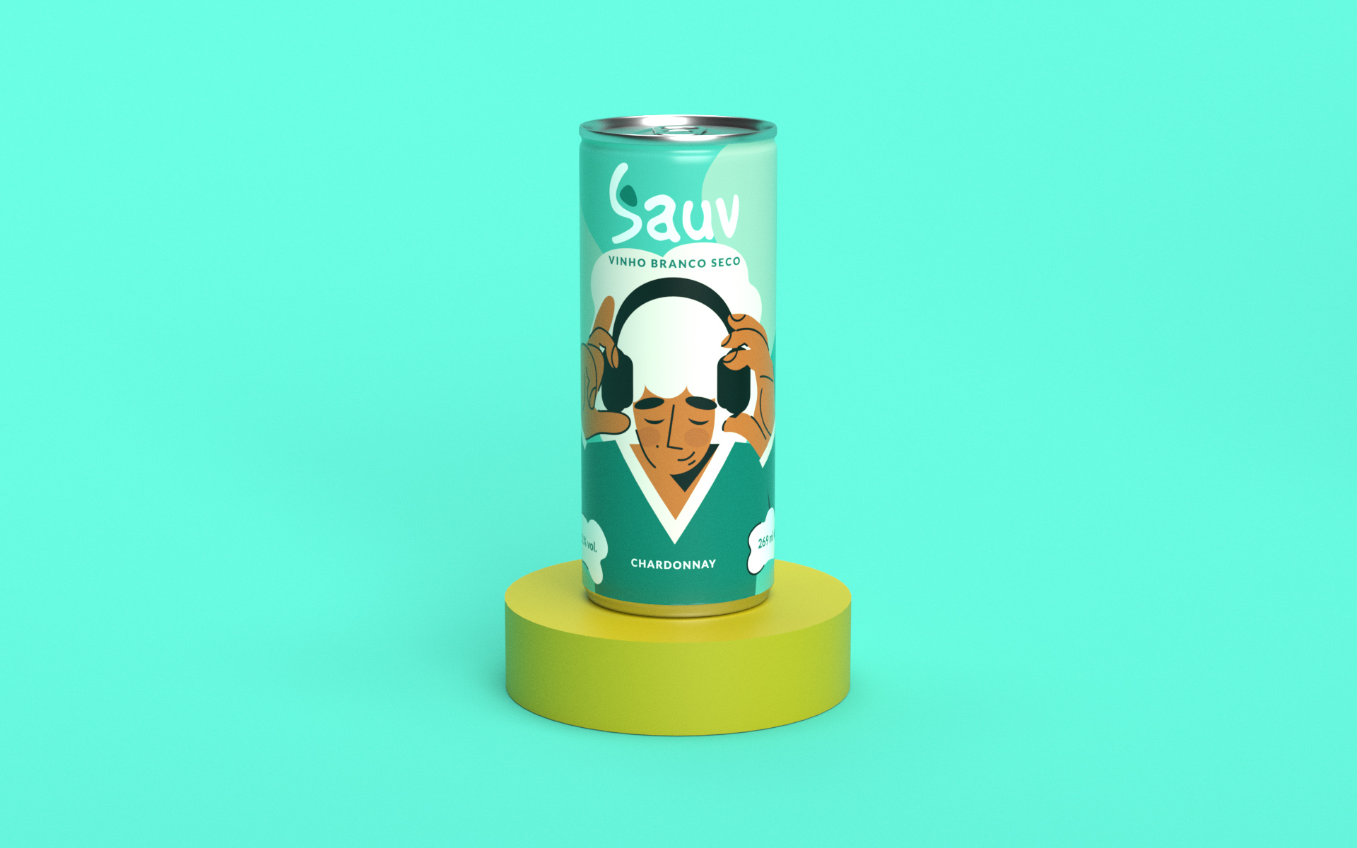 Sauv罐裝葡萄酒標簽包裝設計和時尚人物插圖，開發年輕人更廣泛日常使用場景