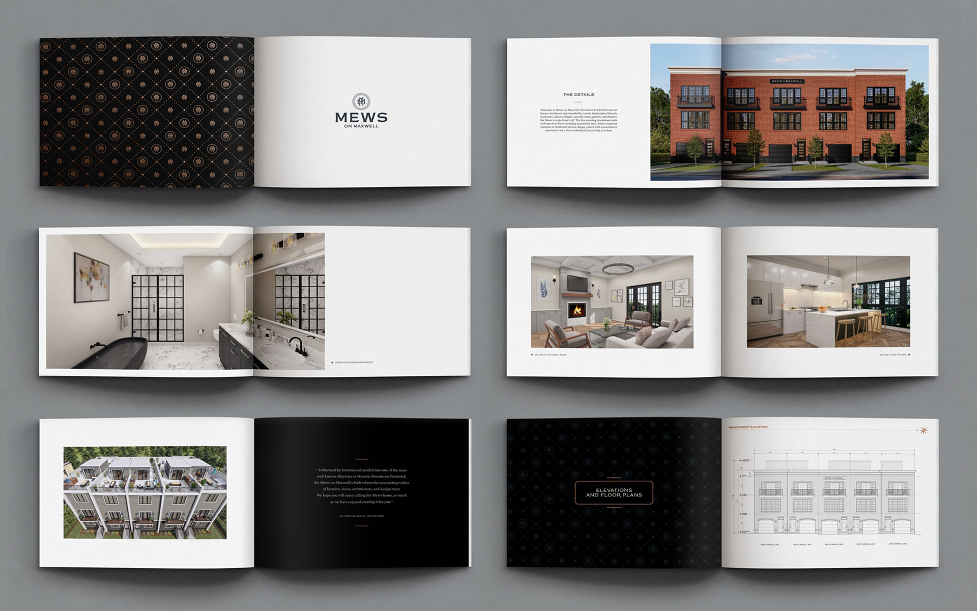 Mews 英式聯排別墅房地產樓盤項目M雙字母徽標logo設計及樓書畫冊設計-上海品牌設計公司