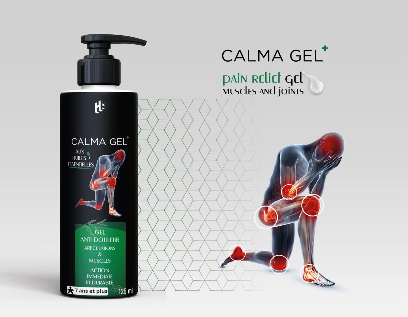 CALMA GEL 緩解肌肉疼痛和關節靈活鈣鎂凝膠包裝設計