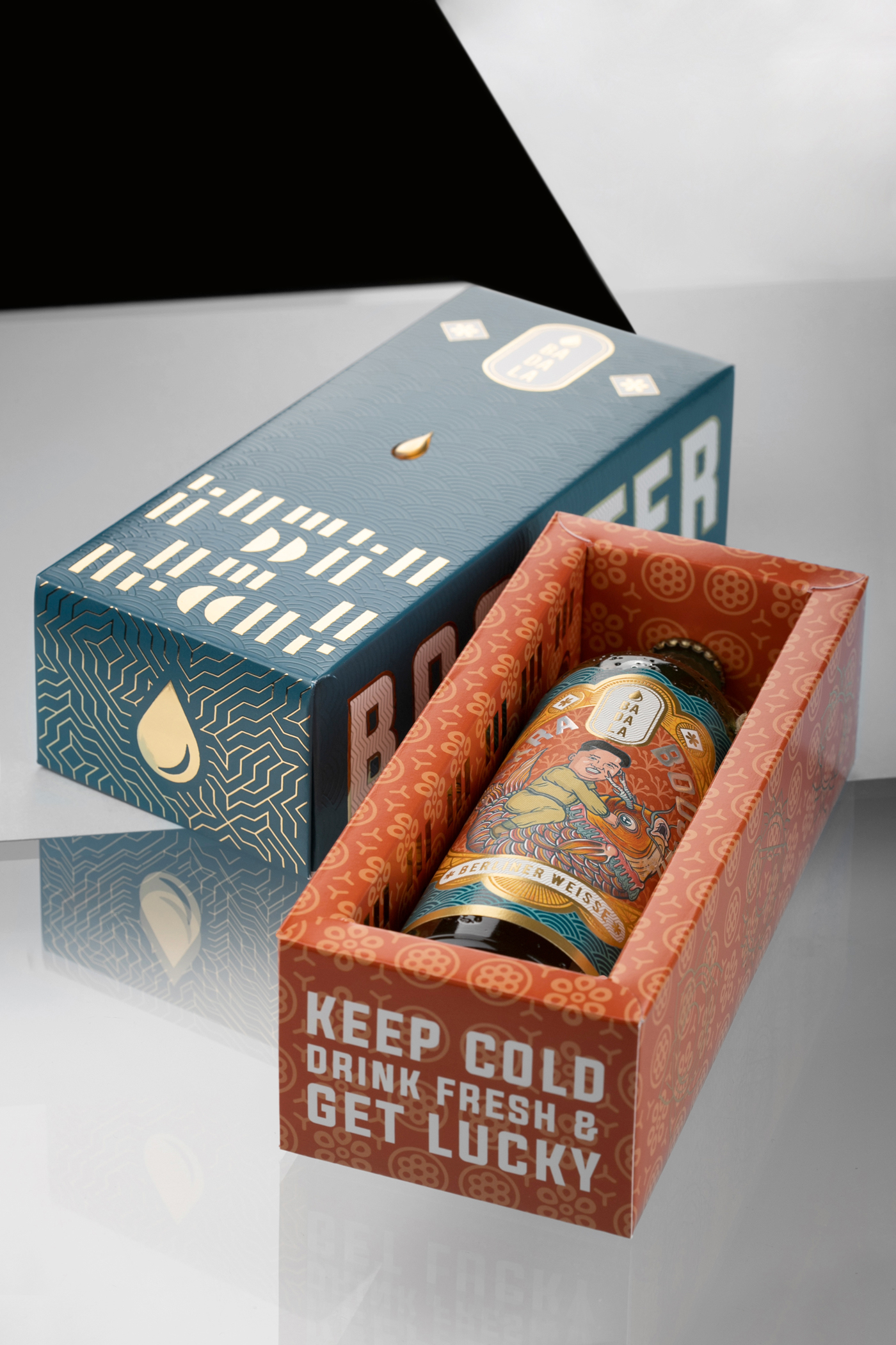 BADALA 精釀啤酒包裝設計“波紋金箔浮雕裝飾”風格