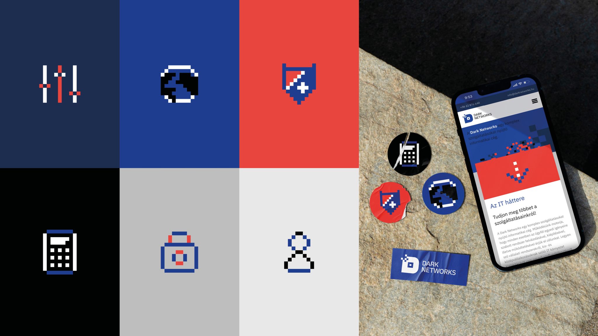 Dark Networks IT服務科技公司品牌視覺形象vi設計“像素網絡”元素